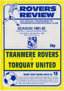 Tranmere Rovers v Torquay United Match Programme 1982-03-06